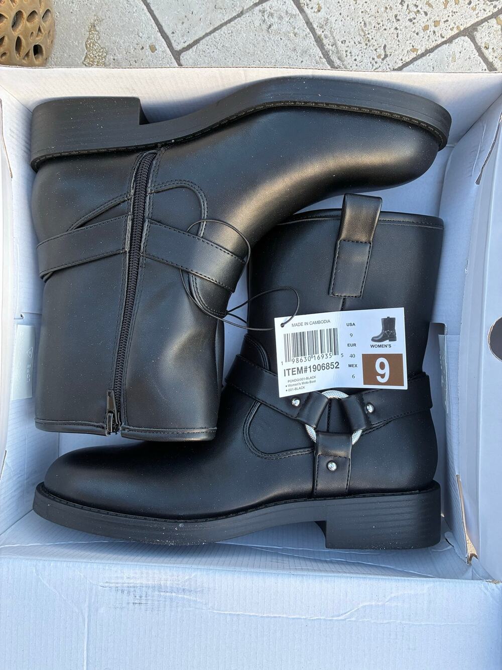Dolce Vita Biker Boots Black Moto Side Zipper Low Block Heel Size 9